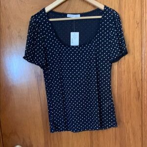 Navy Polka Dot Top